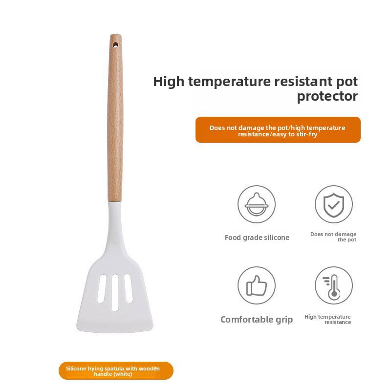 Wooden Handle Silicone Kitchen Utensil Set