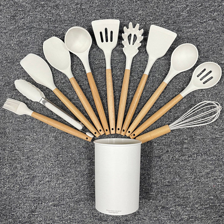 Wooden Handle Silicone Kitchen Utensil Set