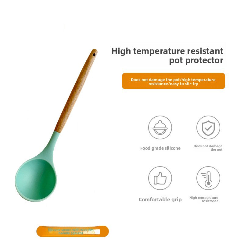 Wooden Handle Silicone Kitchen Utensil Set