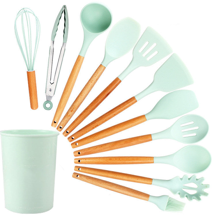 Wooden Handle Silicone Kitchen Utensil Set