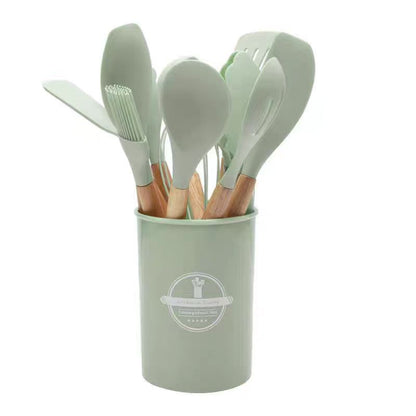 Wooden Handle Silicone Kitchenware 12-Piece Set