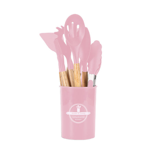 Wooden Handle Silicone Kitchenware 12-Piece Set