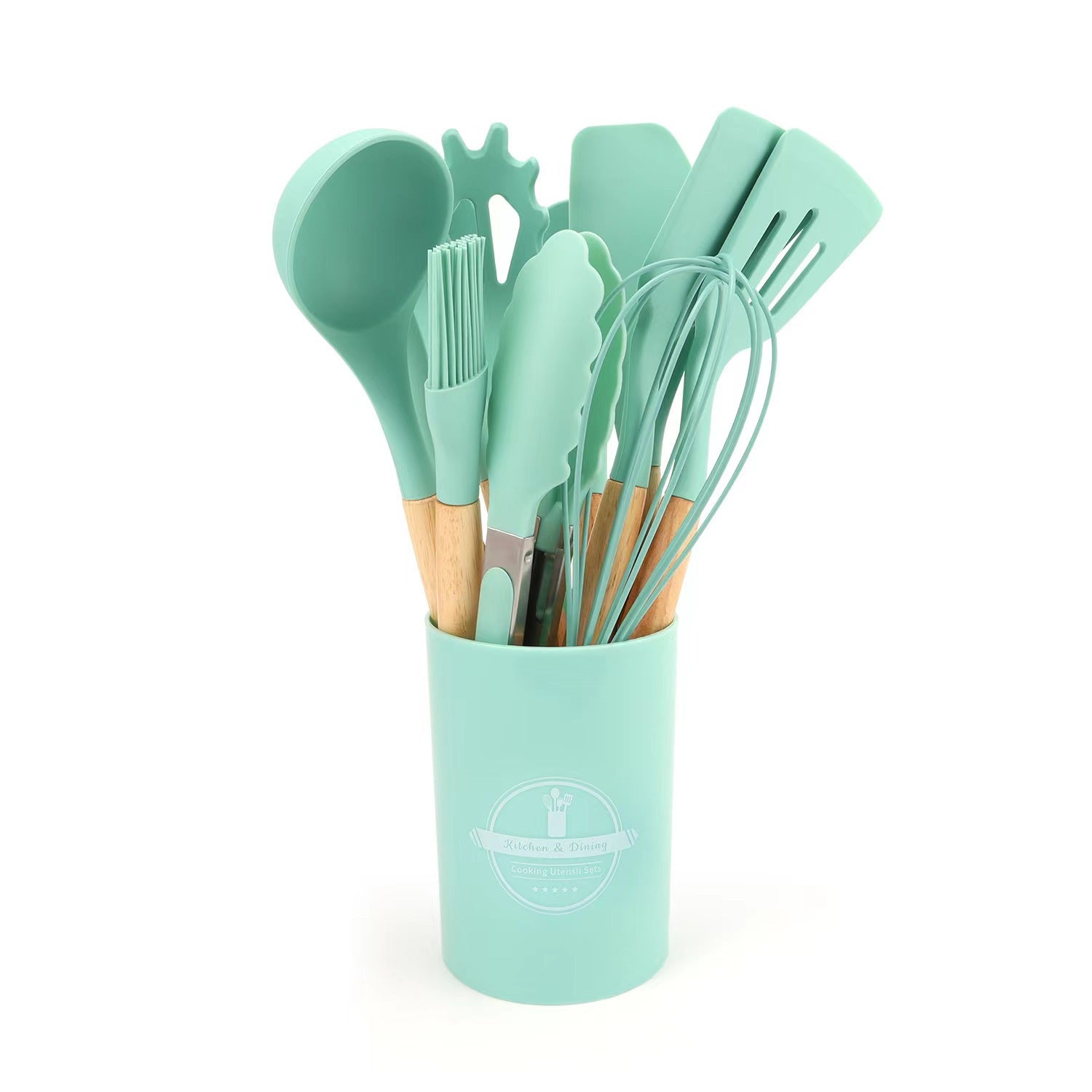 Wooden Handle Silicone Kitchenware 12-Piece Set