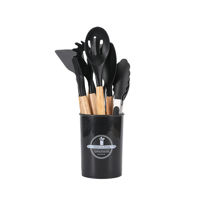 Wooden Handle Silicone Kitchenware 12-Piece Set