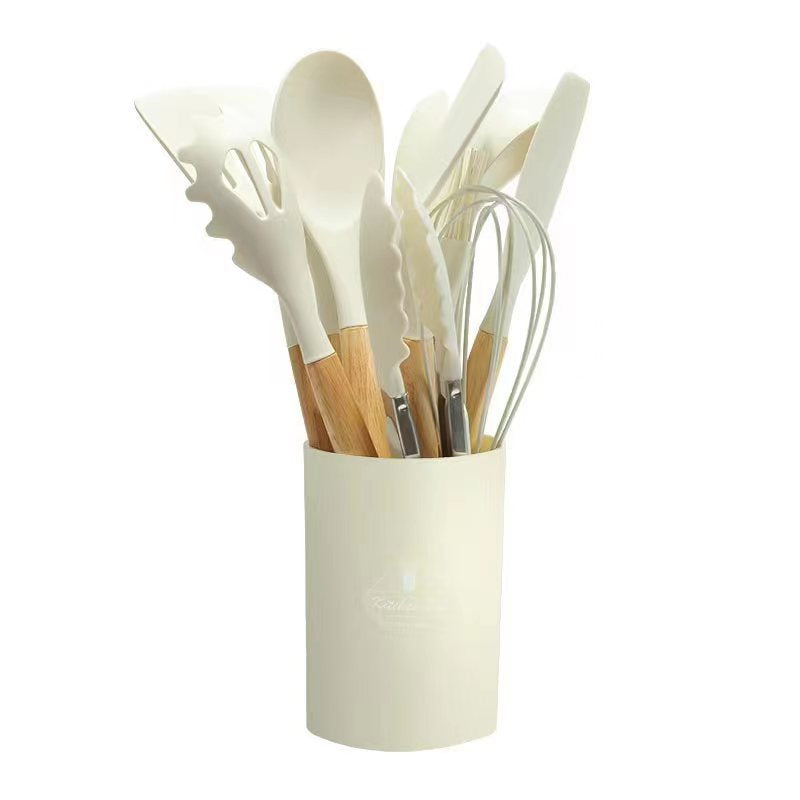 Wooden Handle Silicone Kitchenware 12-Piece Set