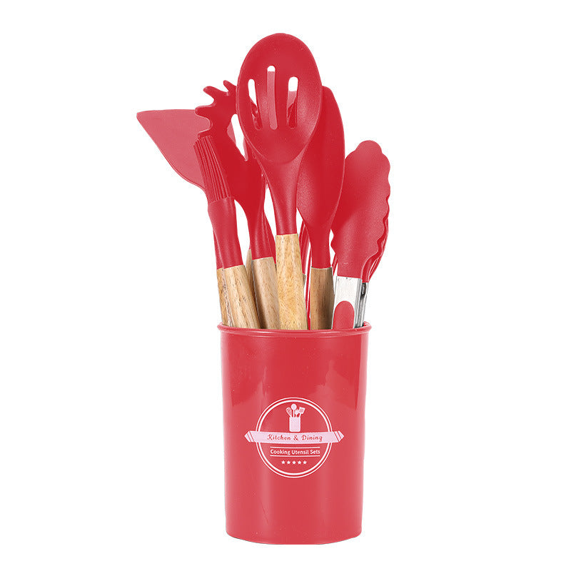 Wooden Handle Silicone Kitchenware 12-Piece Set