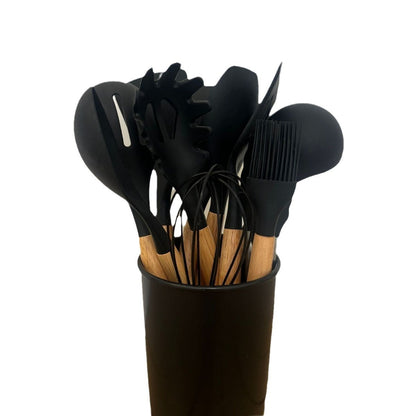 Wooden handle silicone kitchenware