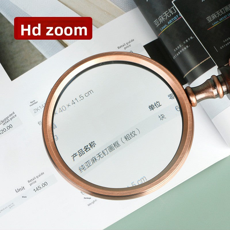 Wooden-handled hand magnifier