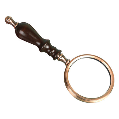 Wooden-handled hand magnifier