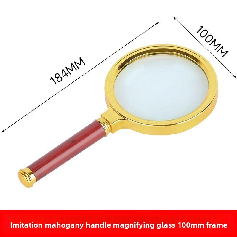 Wooden-handled hand magnifier