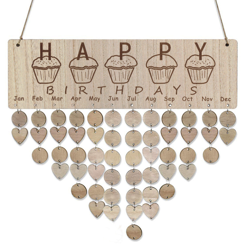 Wooden Heart-shaped Calendar Hanging Ornament for Home Party Decoration