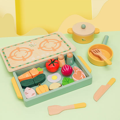 Wooden imitation house tea set