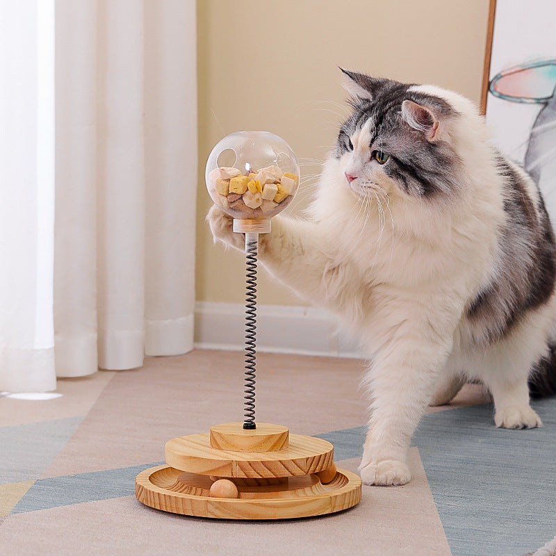 Wooden Interactive Pet Feeder Turntable Toy