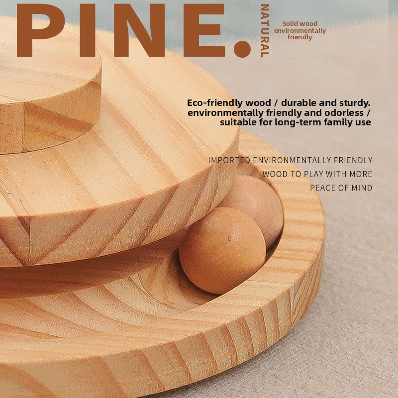 Wooden Interactive Pet Feeder Turntable Toy
