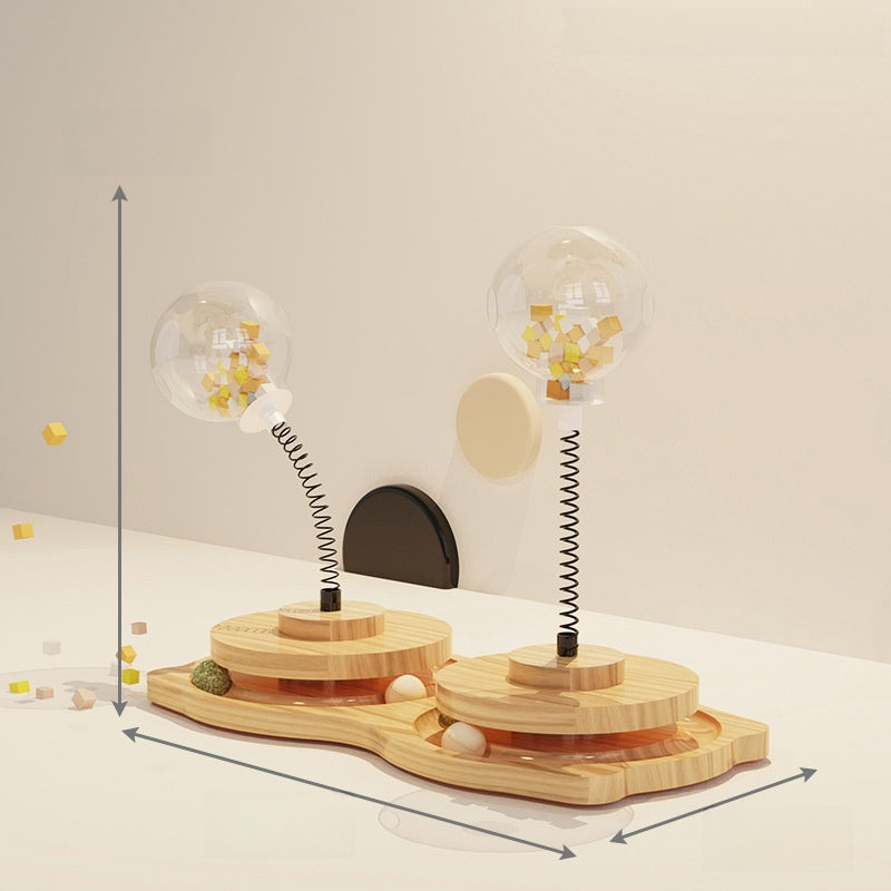 Wooden Interactive Pet Feeder Turntable Toy