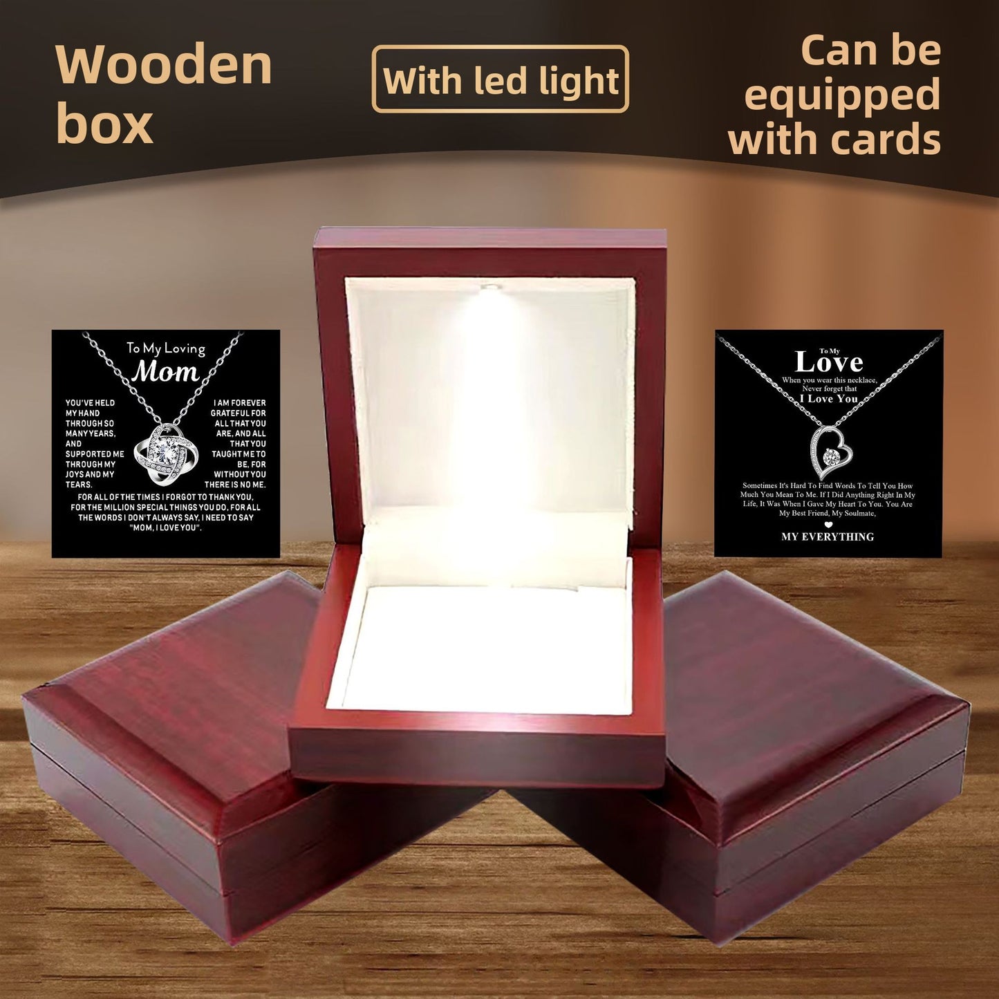 Wooden LED Light Jewelry Storage Box