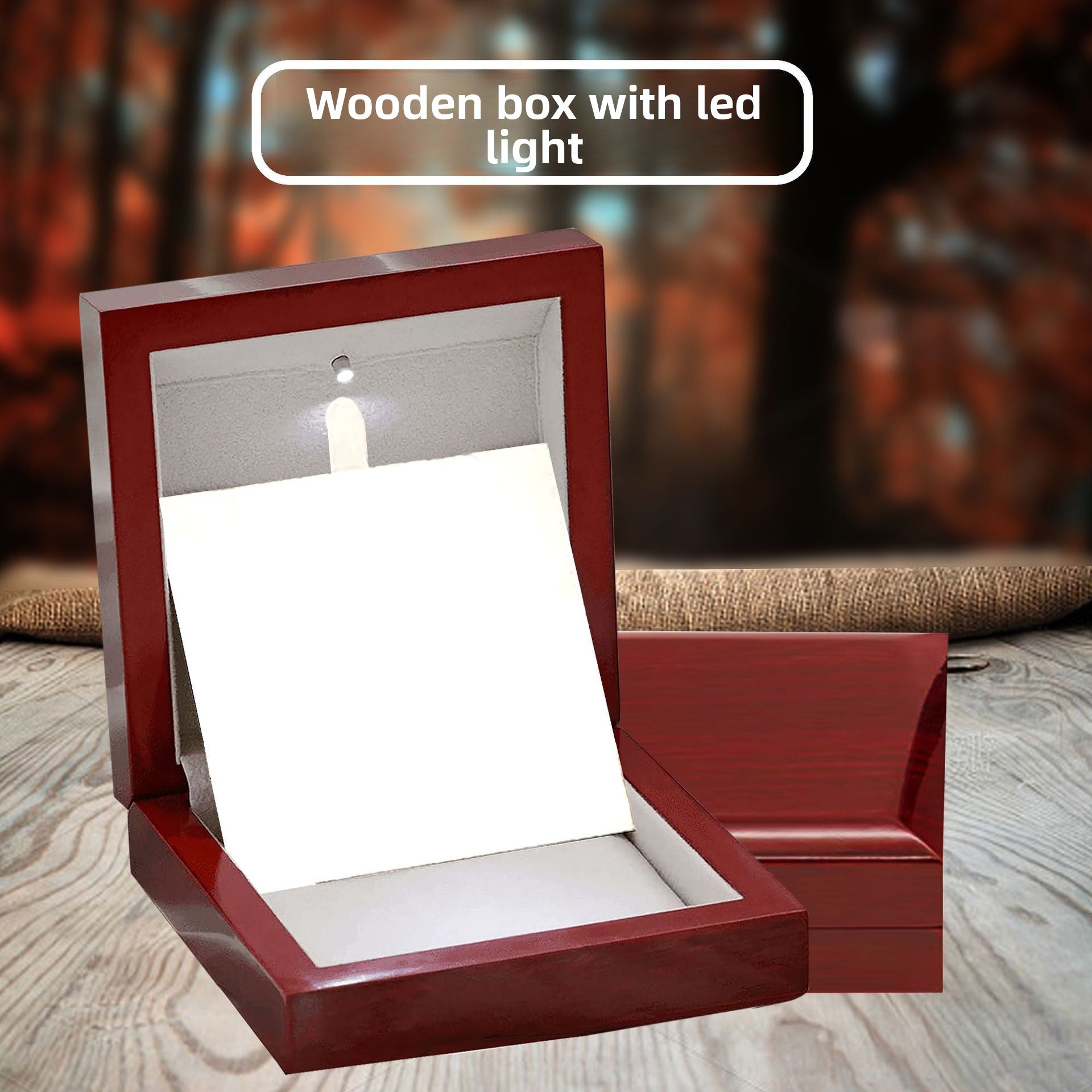 Wooden LED Light Jewelry Storage Box