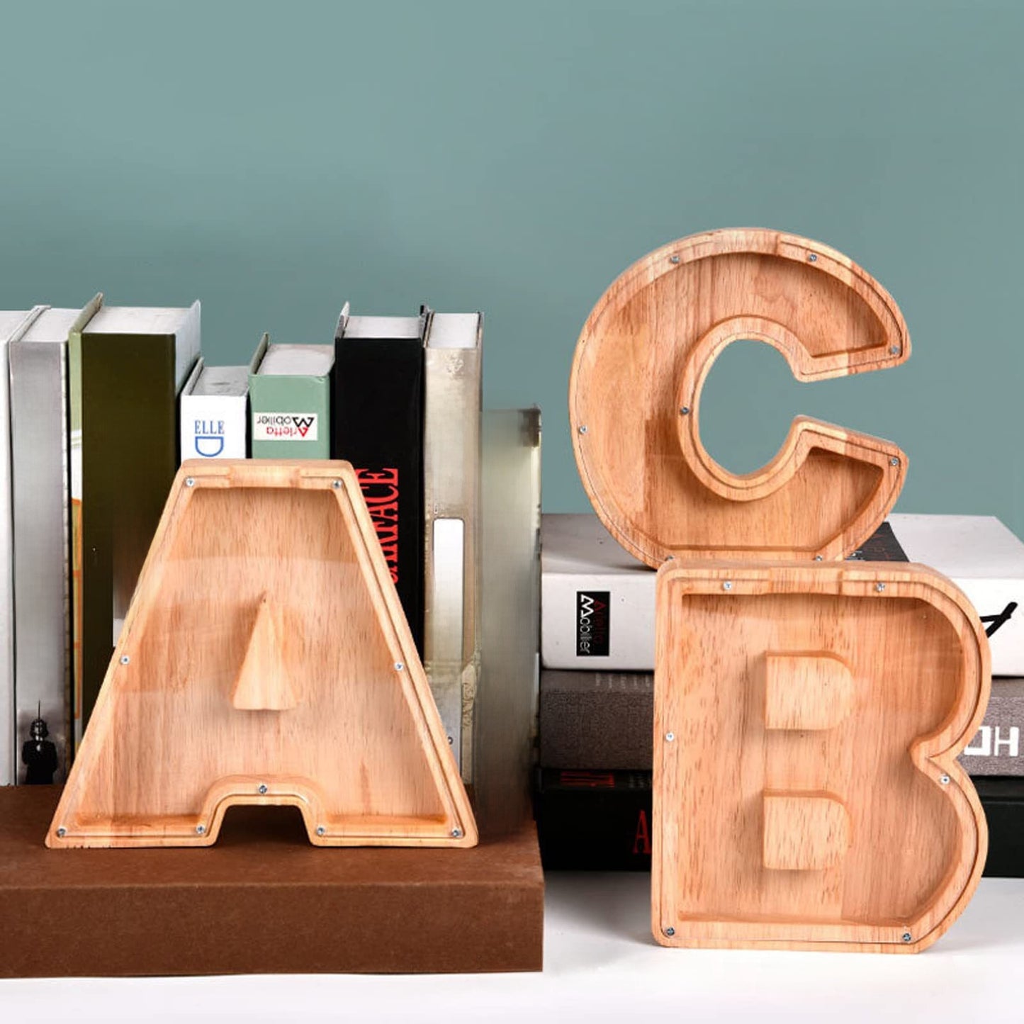 Wooden letter money box