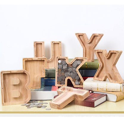 Wooden letter money box