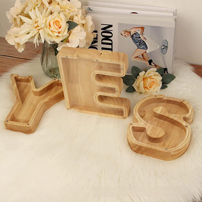 Wooden letter money box
