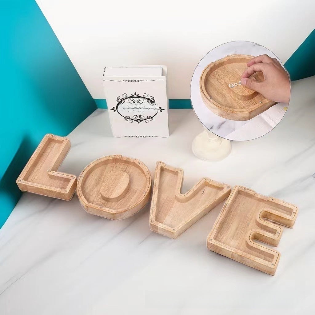 Wooden letter money box