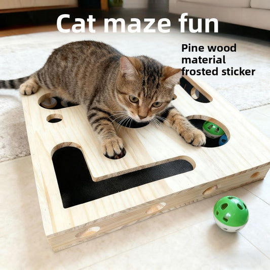 Wooden Maze Scratch Toy for Cats