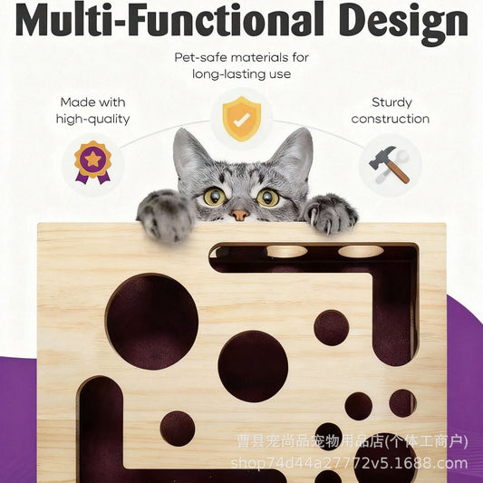 Wooden Maze Scratch Toy for Cats