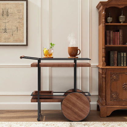 Wooden Mobile Serving Cart with Storage