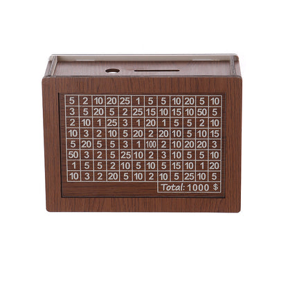 Wooden Money Box with Counter