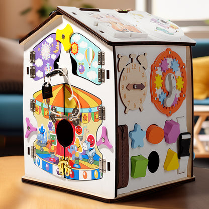 Wooden Montessori Busy House Educational Toy