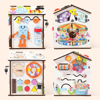 Wooden Montessori Busy House Educational Toy