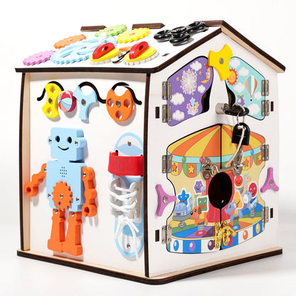 Wooden Montessori Busy House Educational Toy