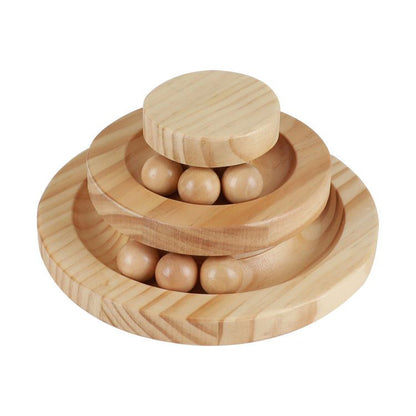 Wooden Multi-Layer Cat Turntable Toy