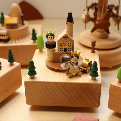 Wooden Musical Box Carousel Train Home Decor