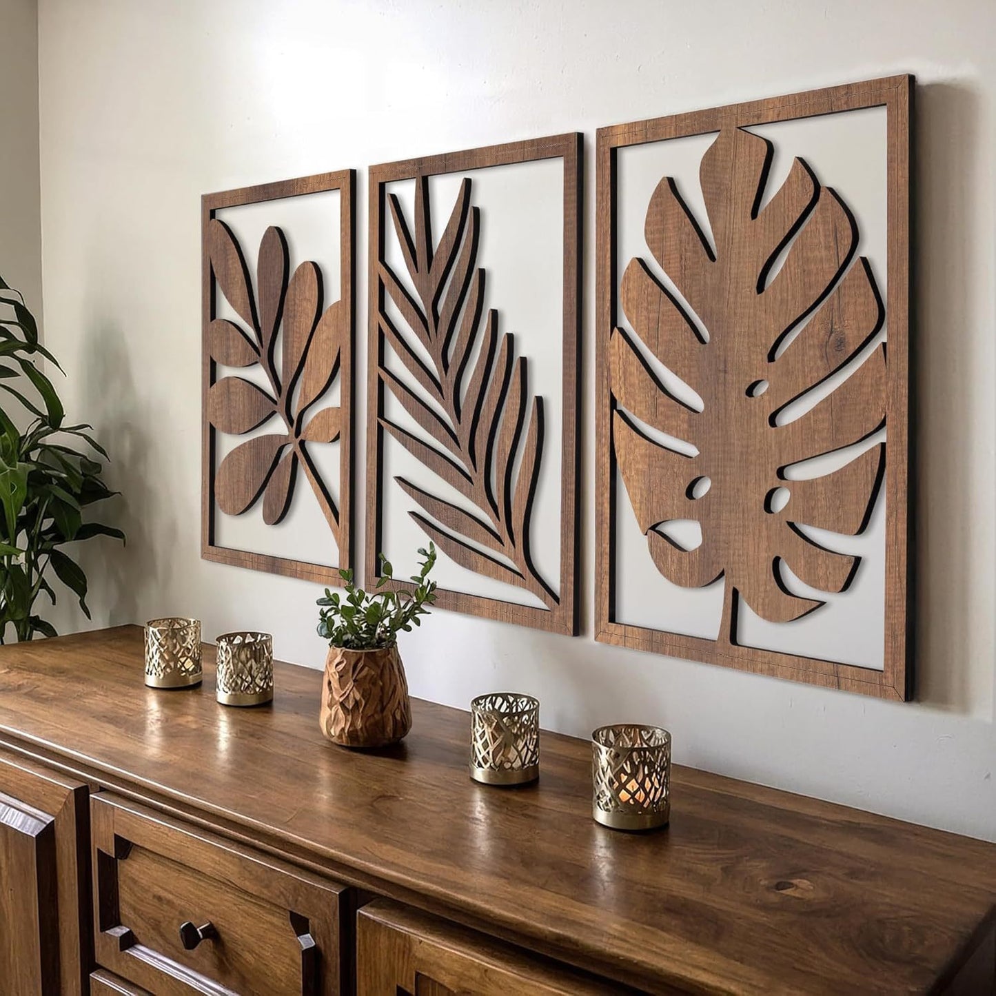 Wooden Palm Leaf Wall Hanging Decor