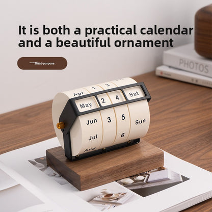 Wooden Perpetual Calendar with Rotating Base