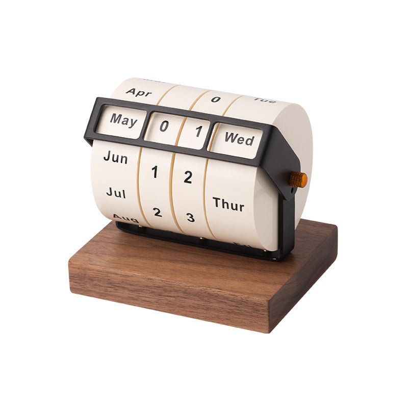 Wooden Perpetual Calendar with Rotating Base