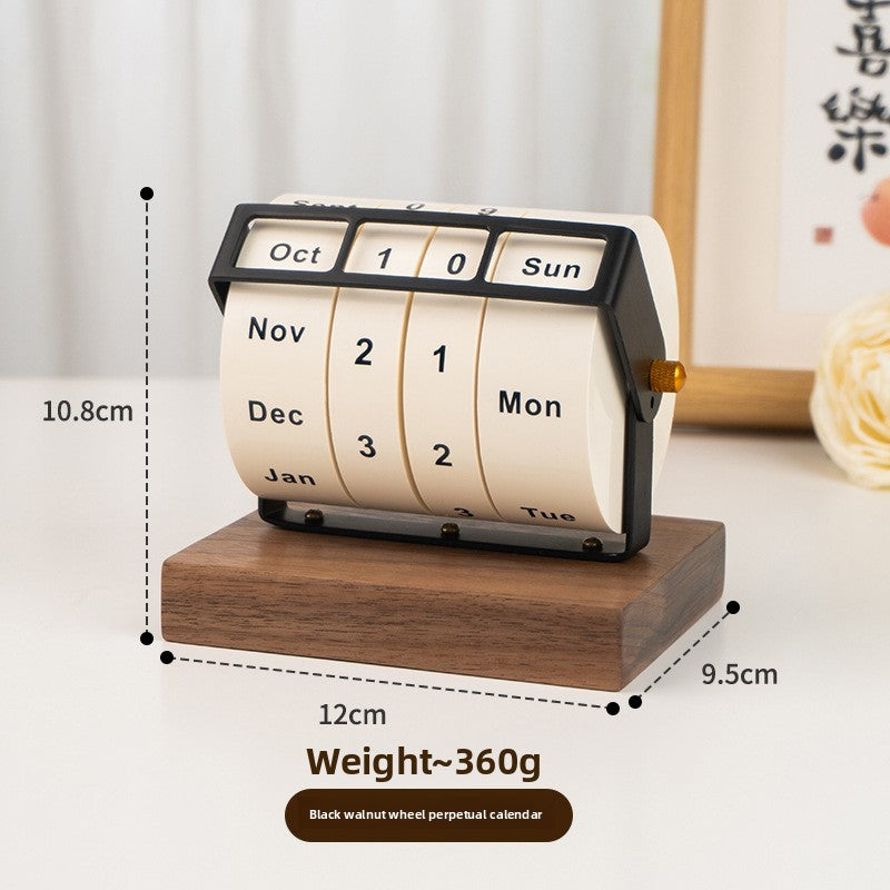Wooden Perpetual Calendar with Rotating Base