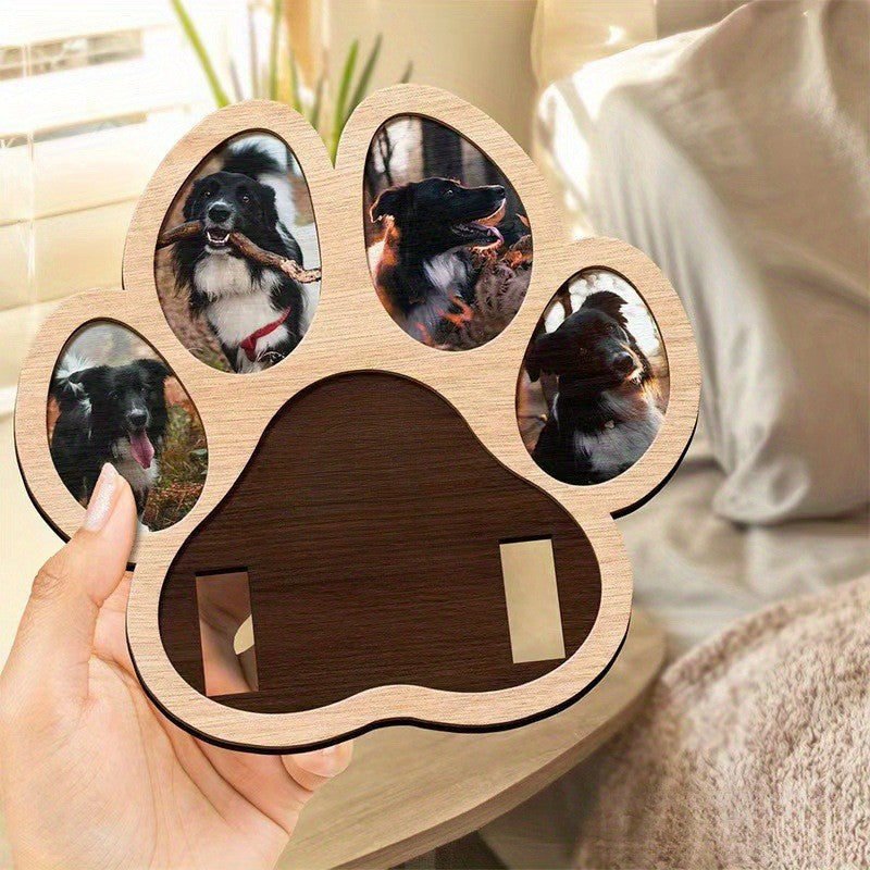 Wooden Pet Paw Print Photo Frame Ornament