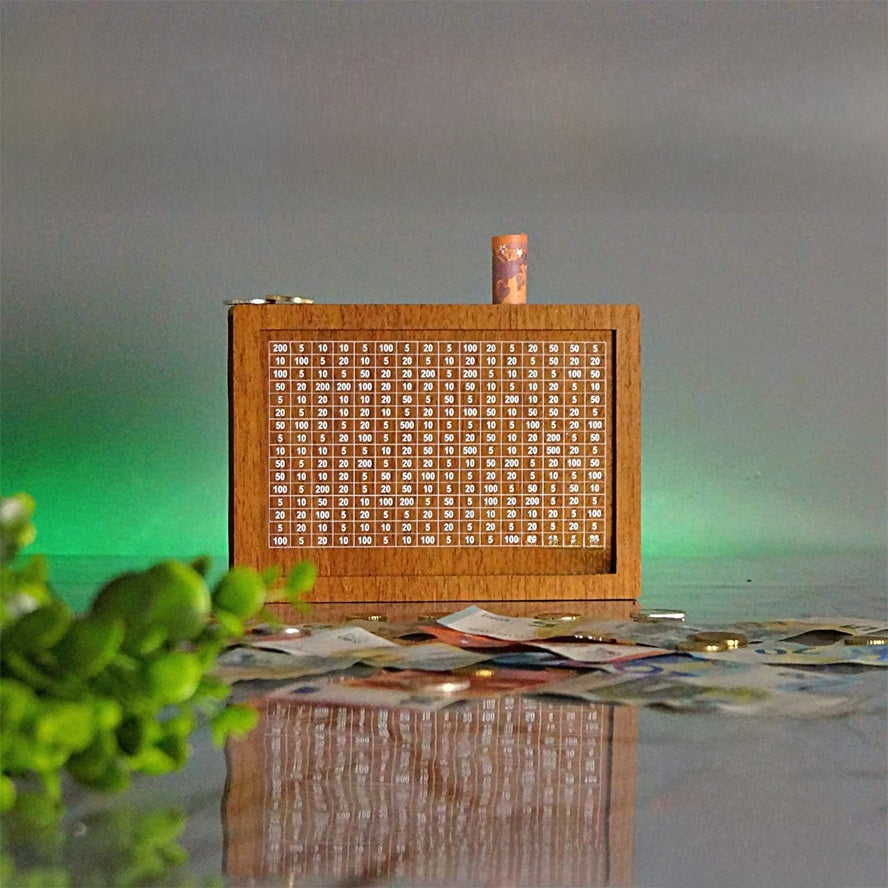 wooden piggy bank