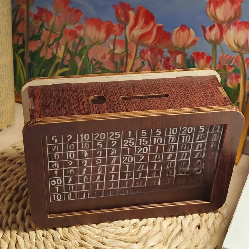wooden piggy bank