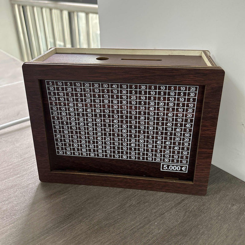 wooden piggy bank
