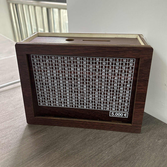 wooden piggy bank