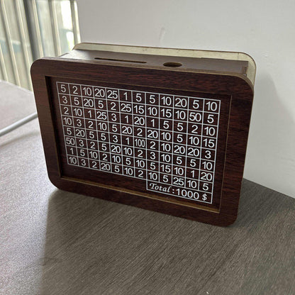 wooden piggy bank