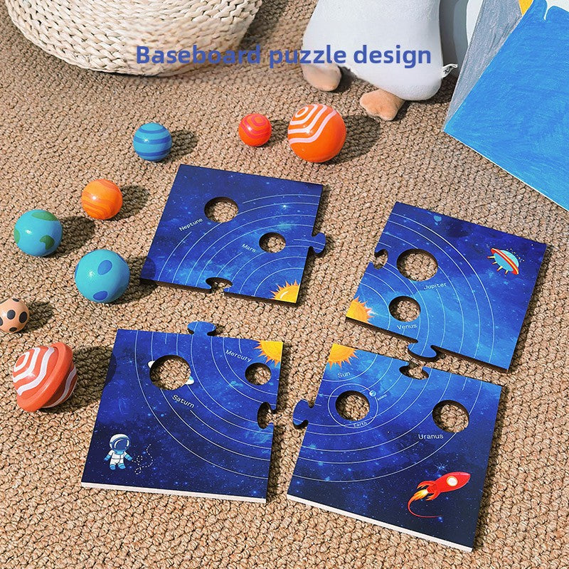 Wooden planet puzzle