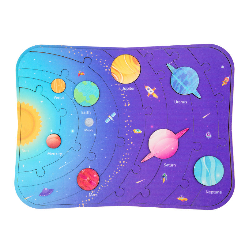 Wooden planet puzzle
