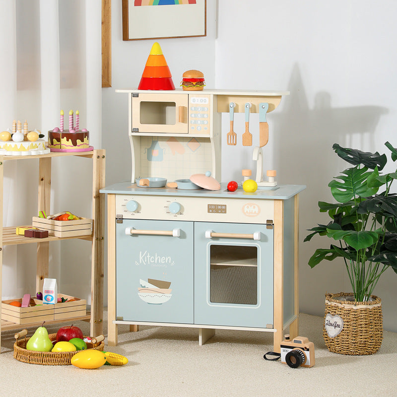 Wooden play kitchen stove top