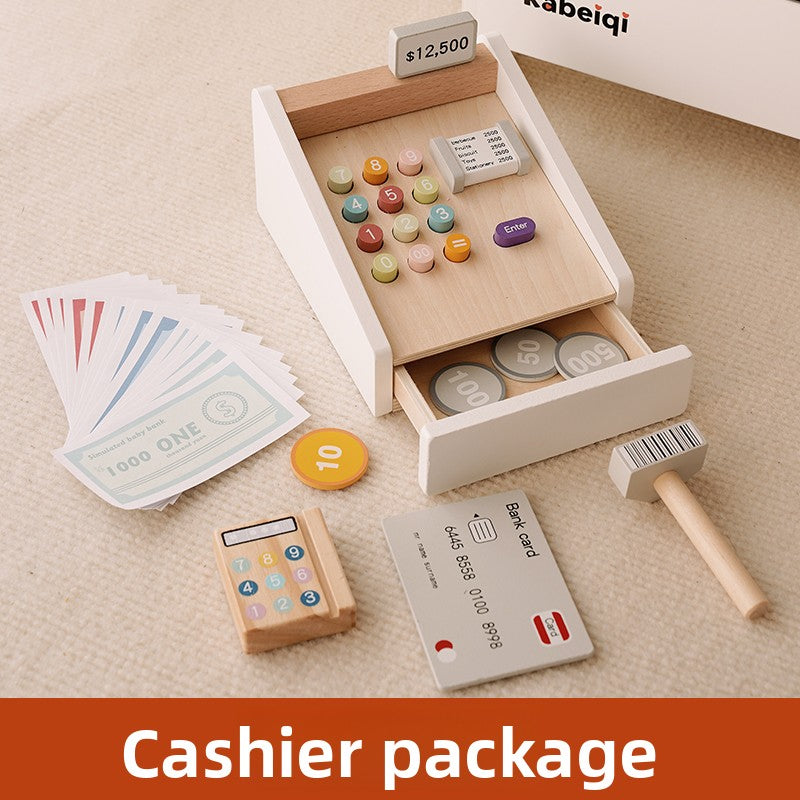 Wooden Pretend Play Convenience Store Cart for Kids