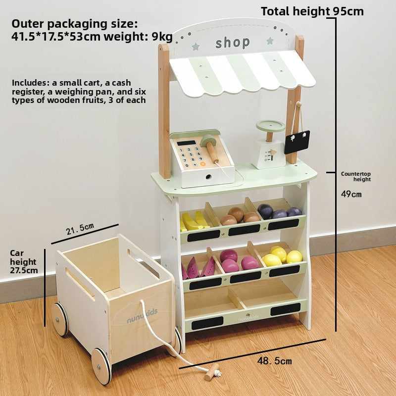 Wooden Pretend Play Convenience Store Cart for Kids