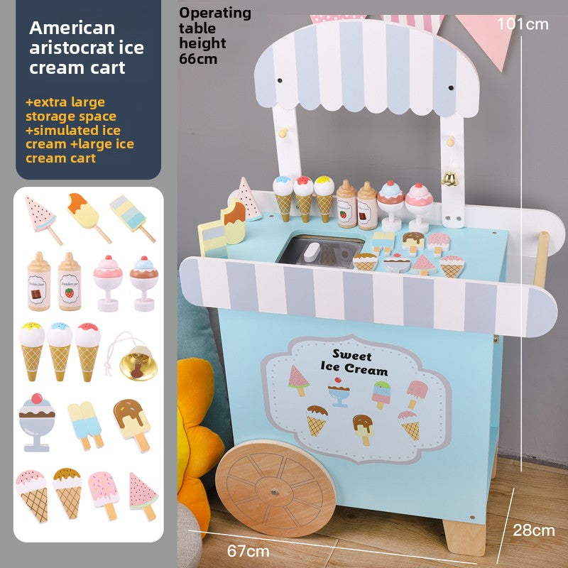 Wooden Pretend Play Convenience Store Cart for Kids